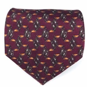 VALENTINO Tie Mens Burgundy Red Geometric 100% Silk Necktie Made In Italy